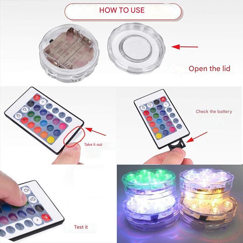 Onderwaterlamp LED Waterdicht IP68 16 Kleuren Afstandsbediening Batterij Zwembad Vijver Bad 50.000 Uur | Sulvida