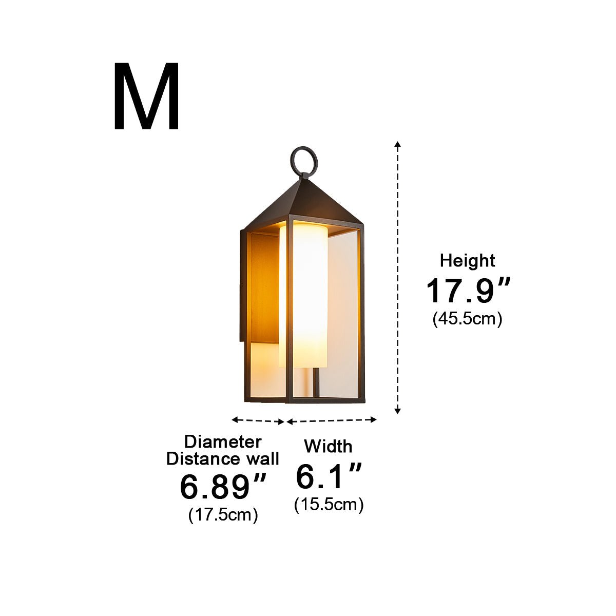 Buitenlamp Wandverlichting Zwart Rechthoekig Lantaarn IP65 Waterdicht LED E27 Buitenmuur Veranda Tuin | Sulvida