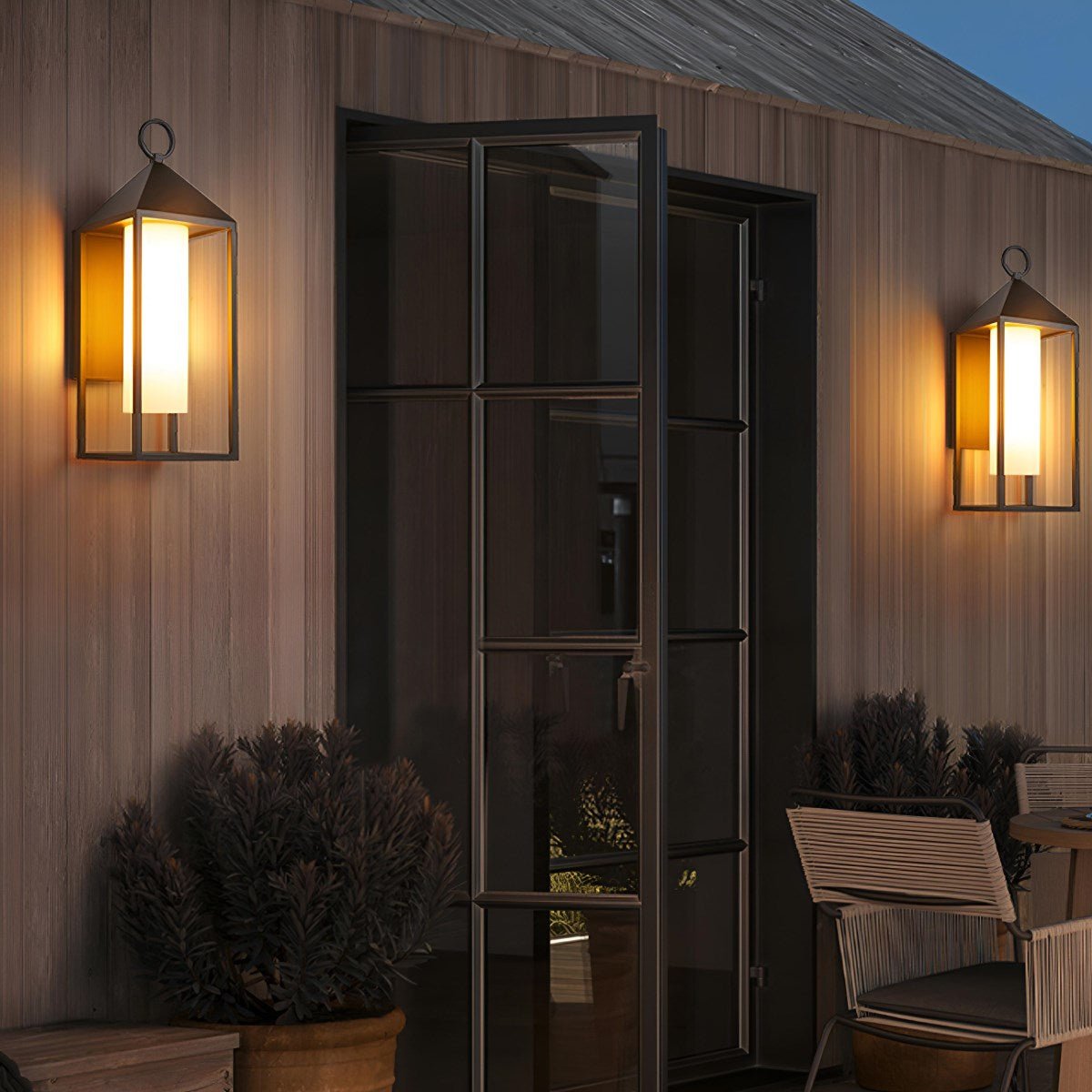 Buitenlamp Wandverlichting Zwart Rechthoekig Lantaarn IP65 Waterdicht LED E27 Buitenmuur Veranda Tuin | Sulvida