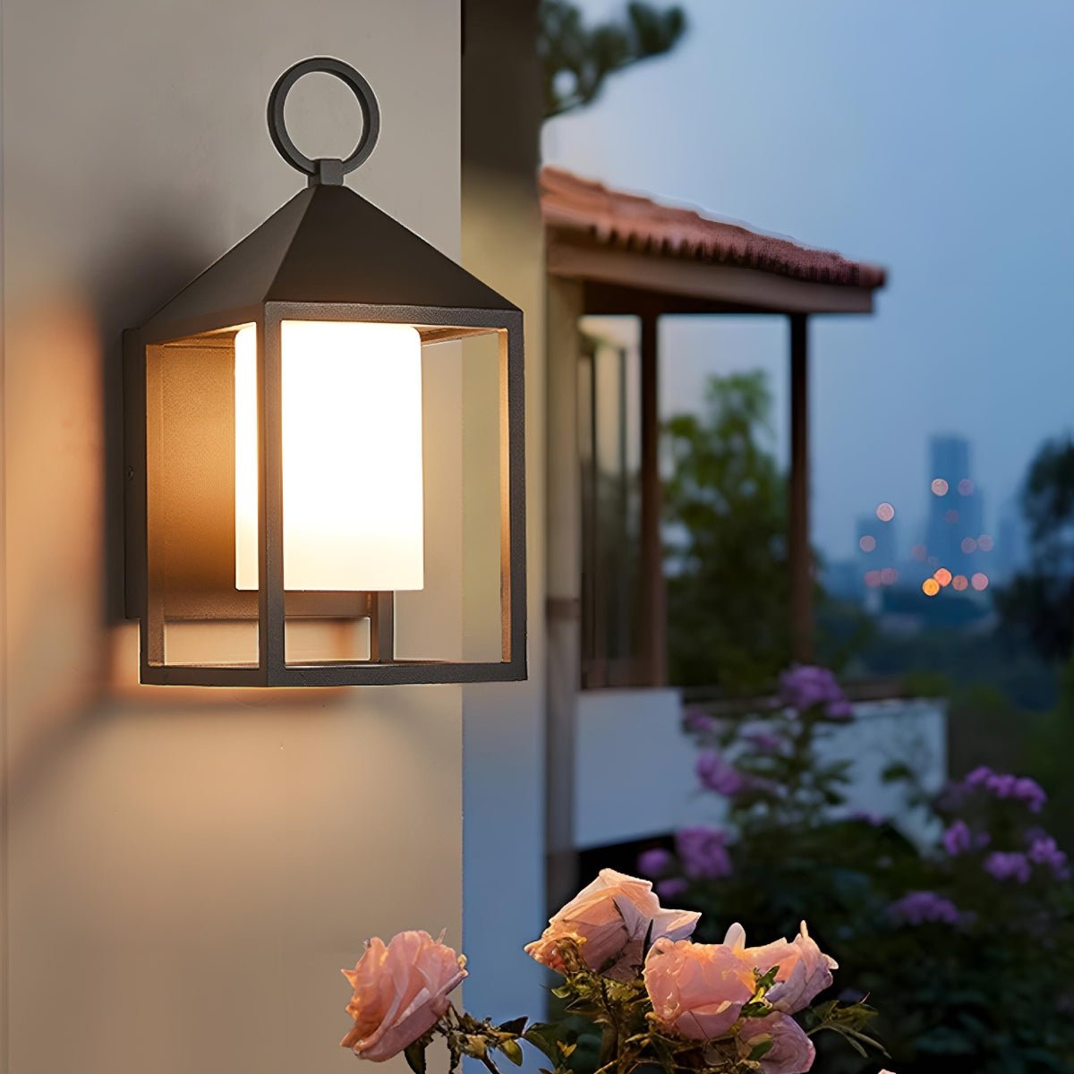 Buitenlamp Wandverlichting Zwart Rechthoekig Lantaarn IP65 Waterdicht LED E27 Buitenmuur Veranda Tuin | Sulvida
