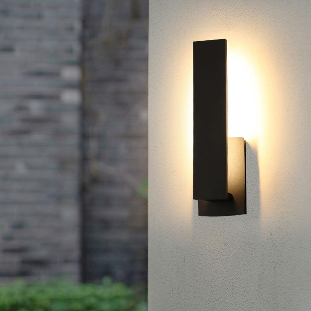 Aluminium Buitenwandlamp Zwart Rechthoekig LED Waterdicht IP54 Verlichting voor Voordeur Terras en Tuin | Sulvida