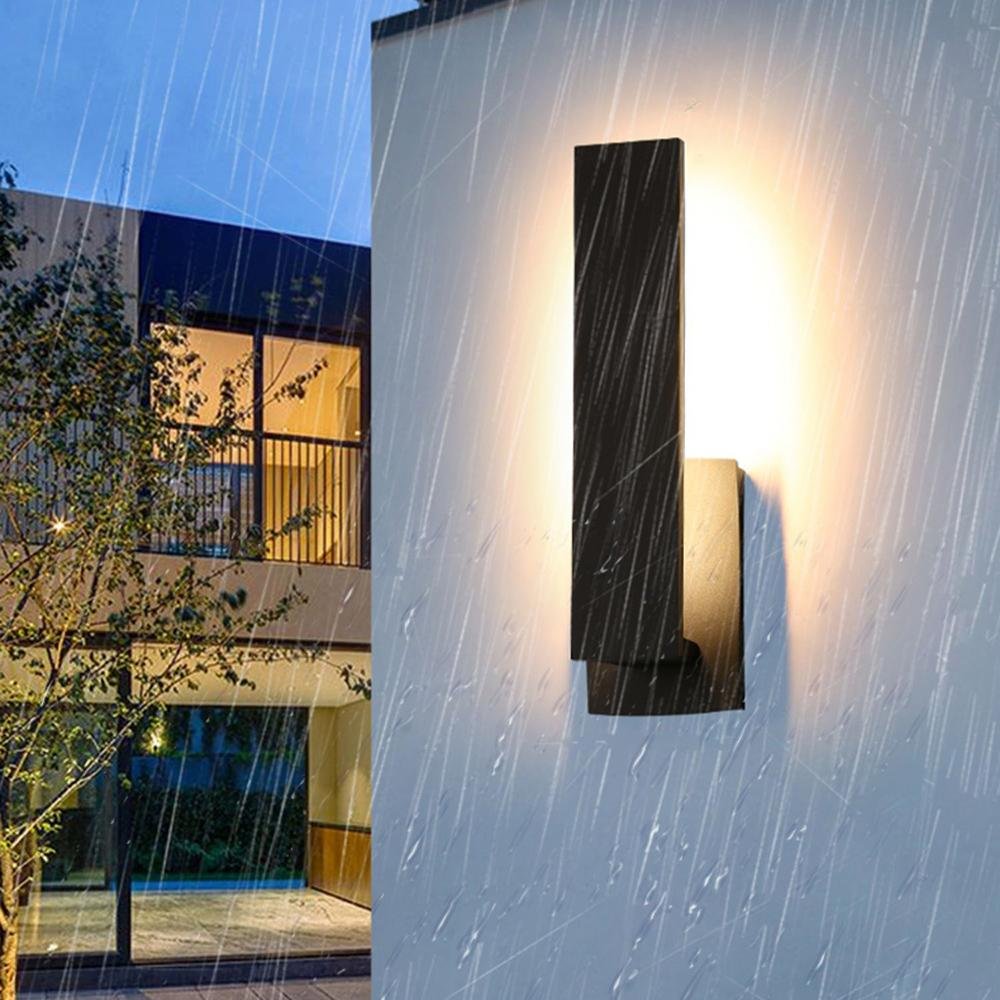 Aluminium Buitenwandlamp Zwart Rechthoekig LED Waterdicht IP54 Verlichting voor Voordeur Terras en Tuin | Sulvida