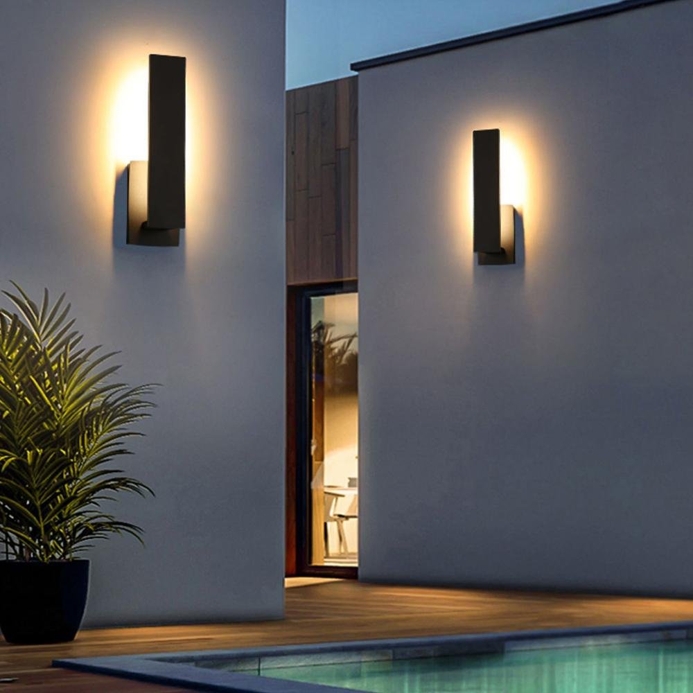 Aluminium Buitenwandlamp Zwart Rechthoekig LED Waterdicht IP54 Verlichting voor Voordeur Terras en Tuin | Sulvida