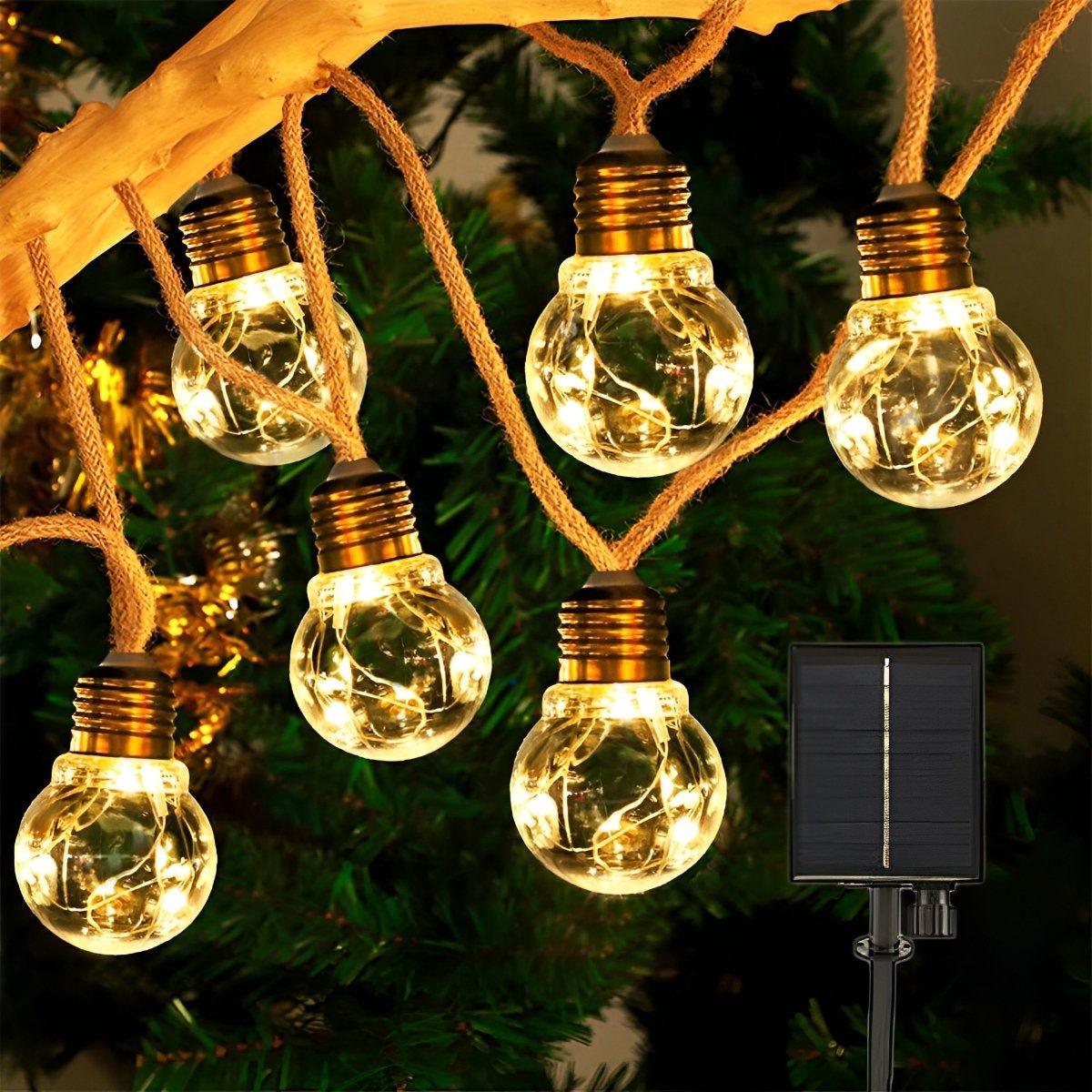 Zonnelamp Tuin IP55 Buitenverlichting Henneptouw 20 LED Filament Nostalgische Snoerverlichting Decoratief | Sulvida
