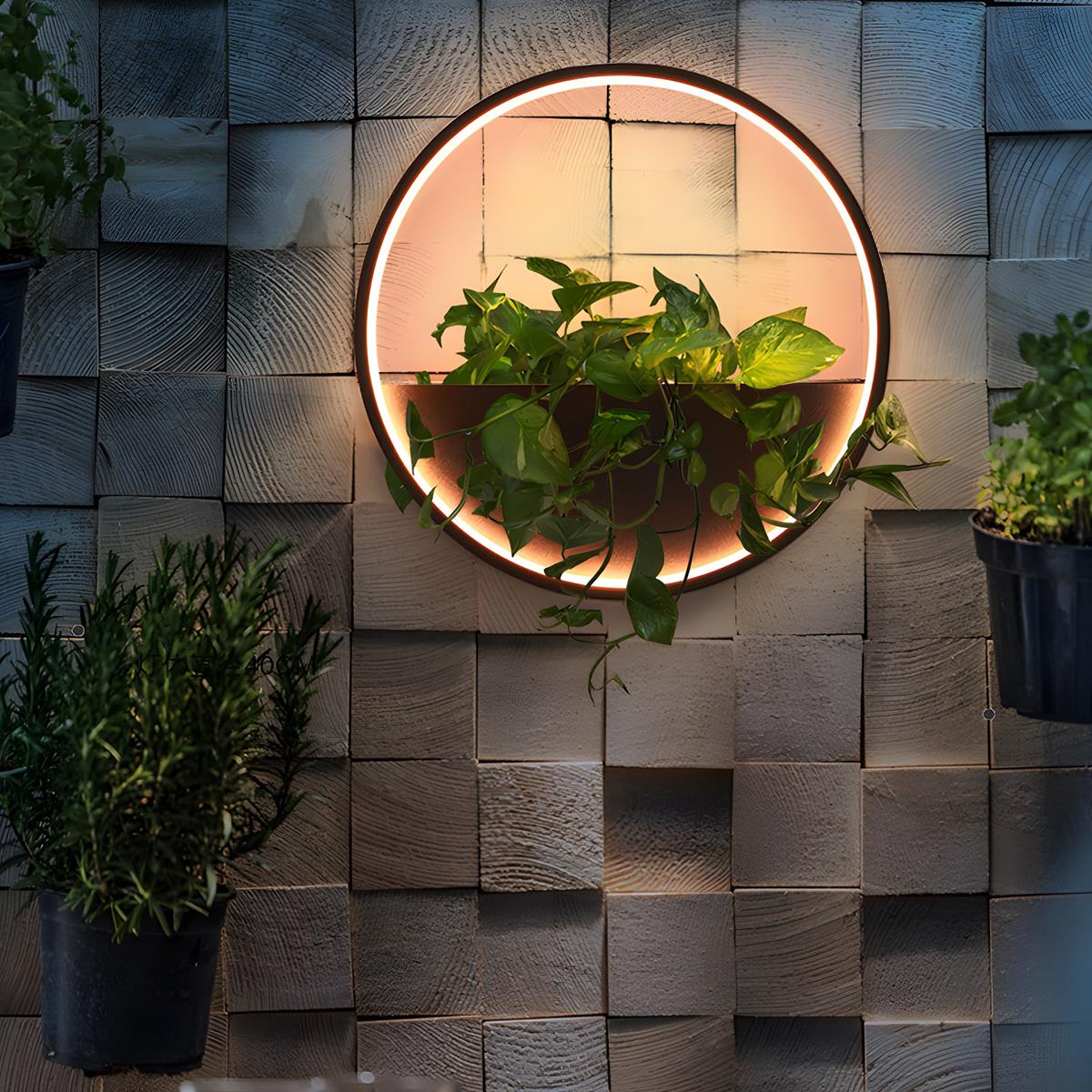 Wandlamp Buiten met Plantenbak Solar LED Zwart Waterdicht RVS Tuinverlichting Gevelverlichting Decoratief | Sulvida