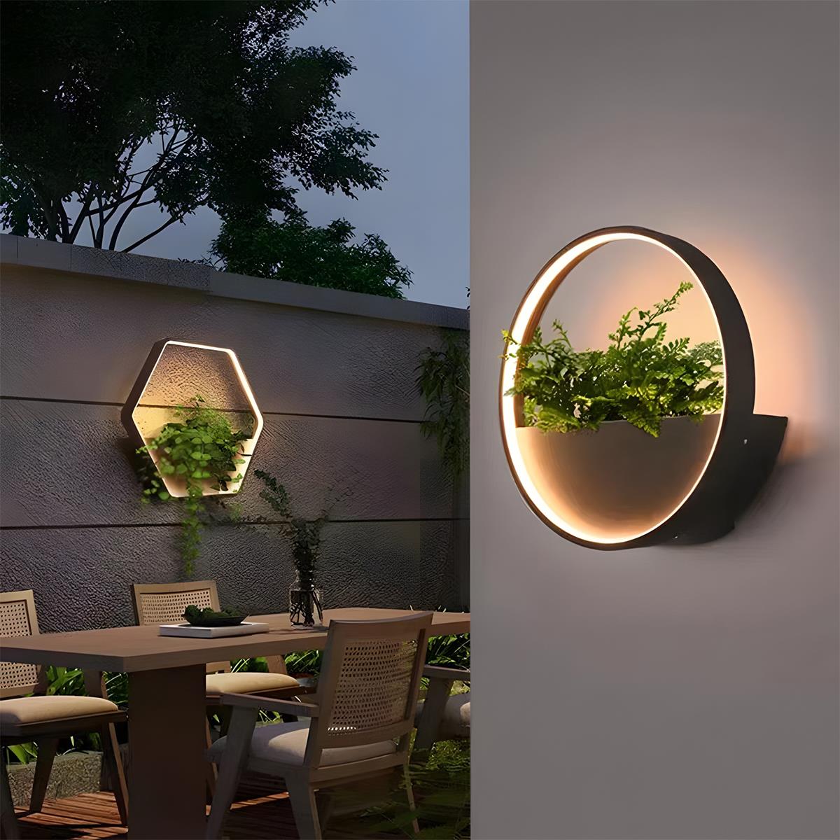Wandlamp Buiten met Plantenbak Solar LED Zwart Waterdicht RVS Tuinverlichting Gevelverlichting Decoratief | Sulvida