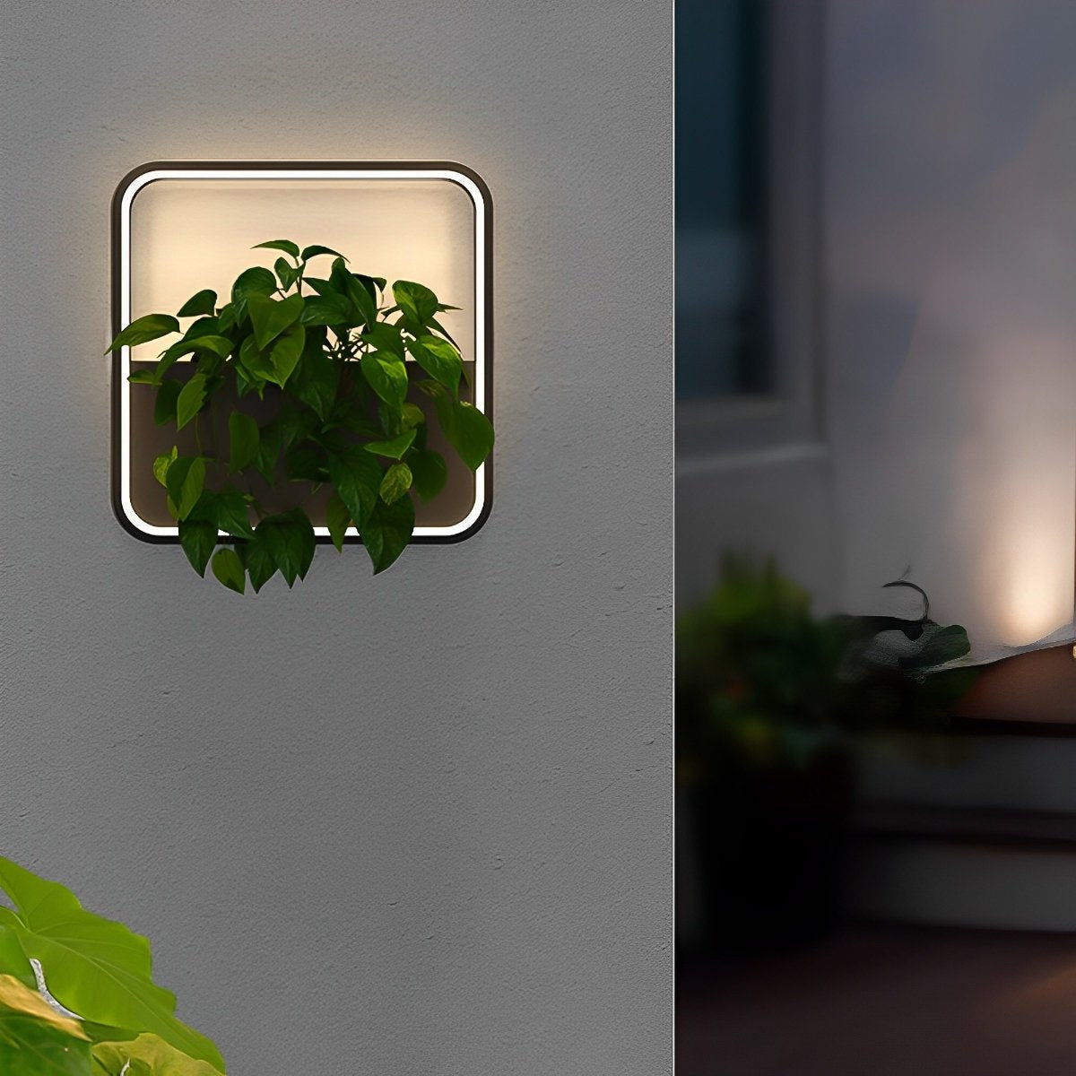 Wandlamp Buiten met Plantenbak Solar LED Zwart Waterdicht RVS Tuinverlichting Gevelverlichting Decoratief | Sulvida