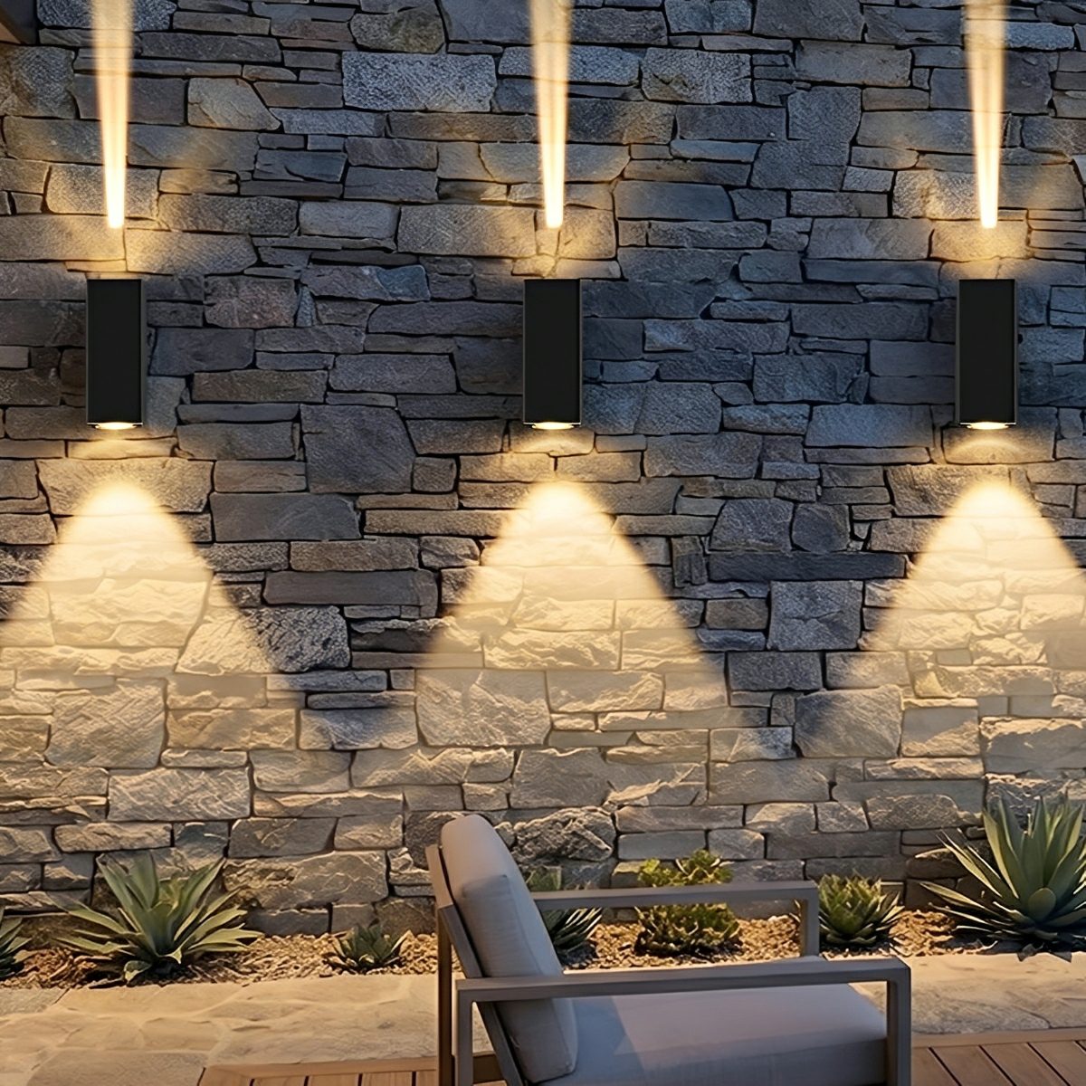 LED Buitenwandlamp Up Down Tweezijdig Aluminium Waterdicht IP65 Gevel Trap Poort Tuin Verlichting Modern | Sulvida