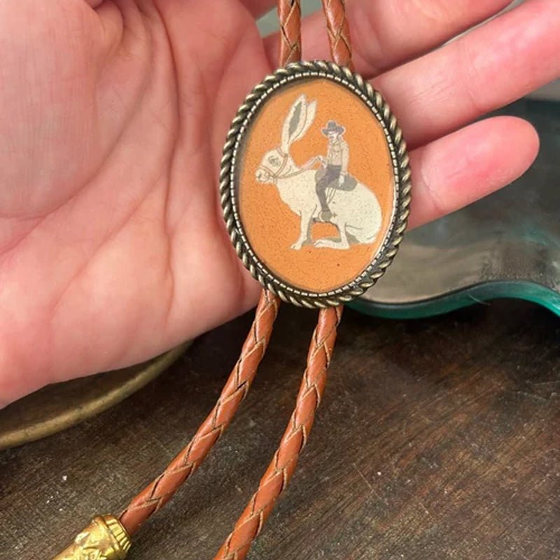 Bolo Tie Metaal Western Stijl met Verstelbaar Lederen Koord Heren Dames Boloband Strikdas Accessoire | Sulvida