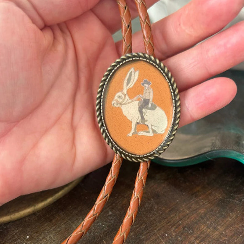 Bolo Tie Metaal Western Stijl met Verstelbaar Lederen Koord Heren Dames Boloband Strikdas Accessoire | Sulvida