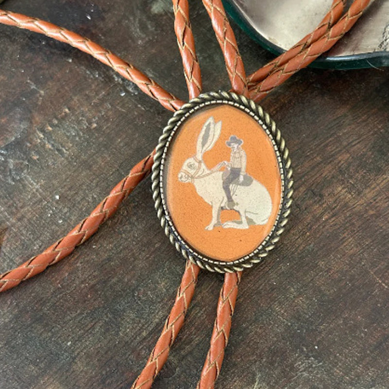 Bolo Tie Metaal Western Stijl met Verstelbaar Lederen Koord Heren Dames Boloband Strikdas Accessoire | Sulvida