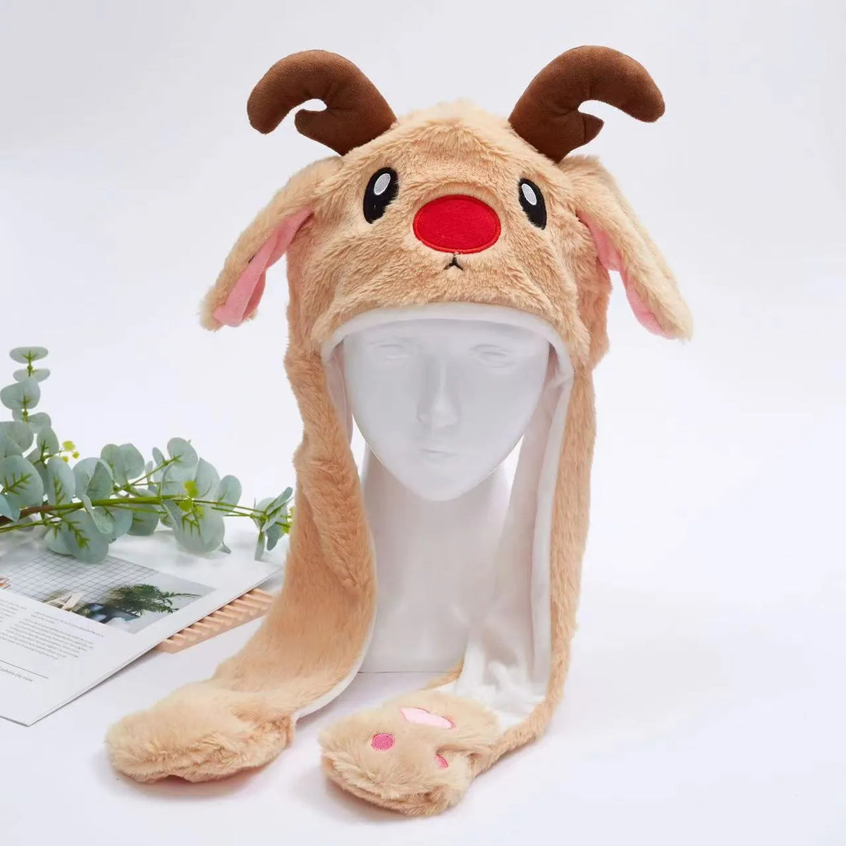 Interactieve Knuffelpet met Bewegende Oren – Pluche Muts Dieren Cosplay Accessoire voor Kinderen & Volwassenen | Sulvida