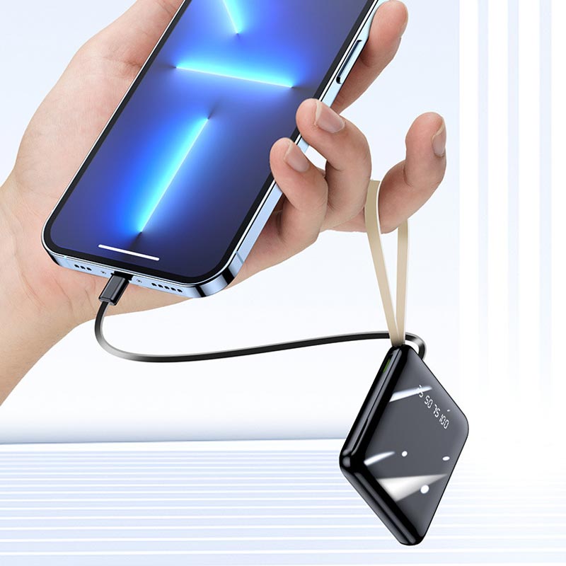 Compacte Powerbank 20000mAh met Geïntegreerde Kabels en Snel Opladen voor Smartphone Tablet en Mobiele Apparaten | Sulvida