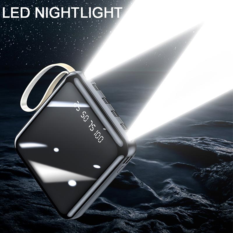 Compacte Powerbank 20000mAh met Geïntegreerde Kabels en Snel Opladen voor Smartphone Tablet en Mobiele Apparaten | Sulvida