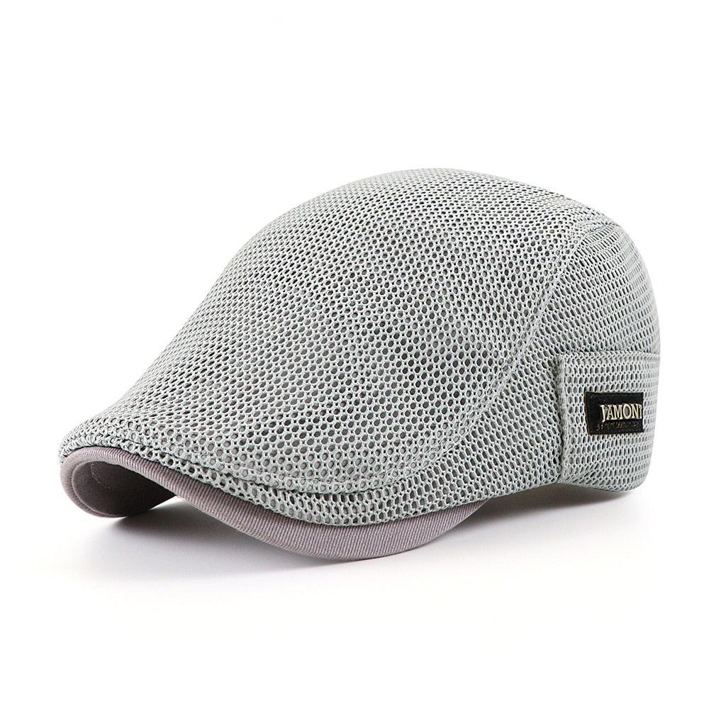 Herenpet met mesh ademende flat cap chauffeurshoed casual zomerhoed vintage stijl katoen comfortabel | Sulvida