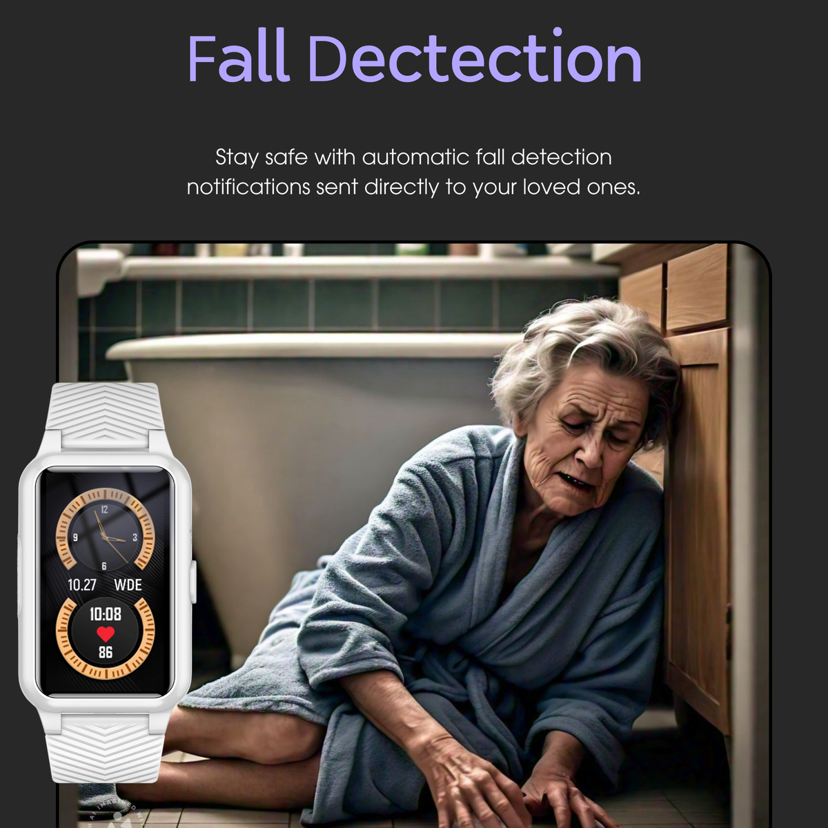 Senioren Smartwatch met Valdetectie GPS Tracker IP67 Waterdicht Medicijnalarm 4G Noodoproep Gezondheidsmonitor | Sulvida