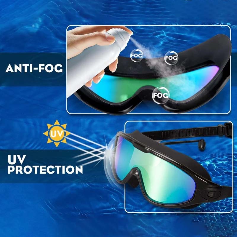 Zwembril Wide View Antifog Zwart Roze Blauw Zilver Volwassenen UV-bescherming Comfortabel Zwemmen Recreatie | Sulvida