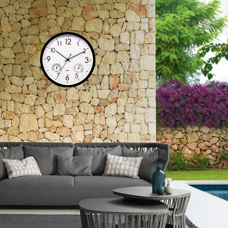 Weersbestendige tuinklok met thermometer buitenklok outdoor weerstation temperatuurmeter voor tuin terras | Sulvida