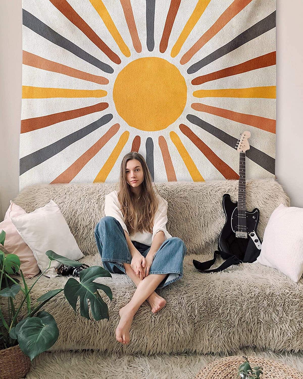Boho Wandkleed Zon Cover Me With Sunshine Katoen Polyester 75x75 cm 150x130 cm Wandtextiel Woondecoratie | Sulvida