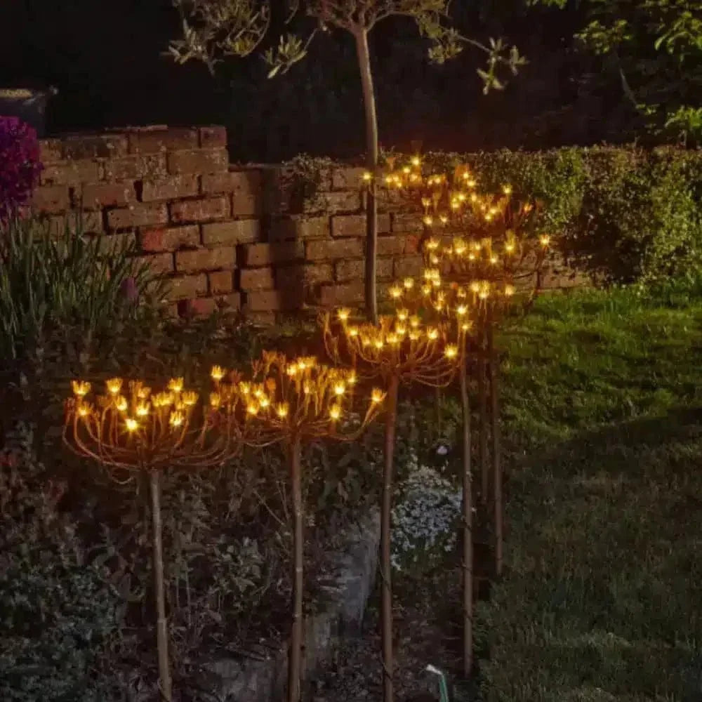 Zonneverlichte tuinpalen met venkeldesign 6-pack warmwit LED decoratieve botanische buitenverlichting 100cm | Sulvida