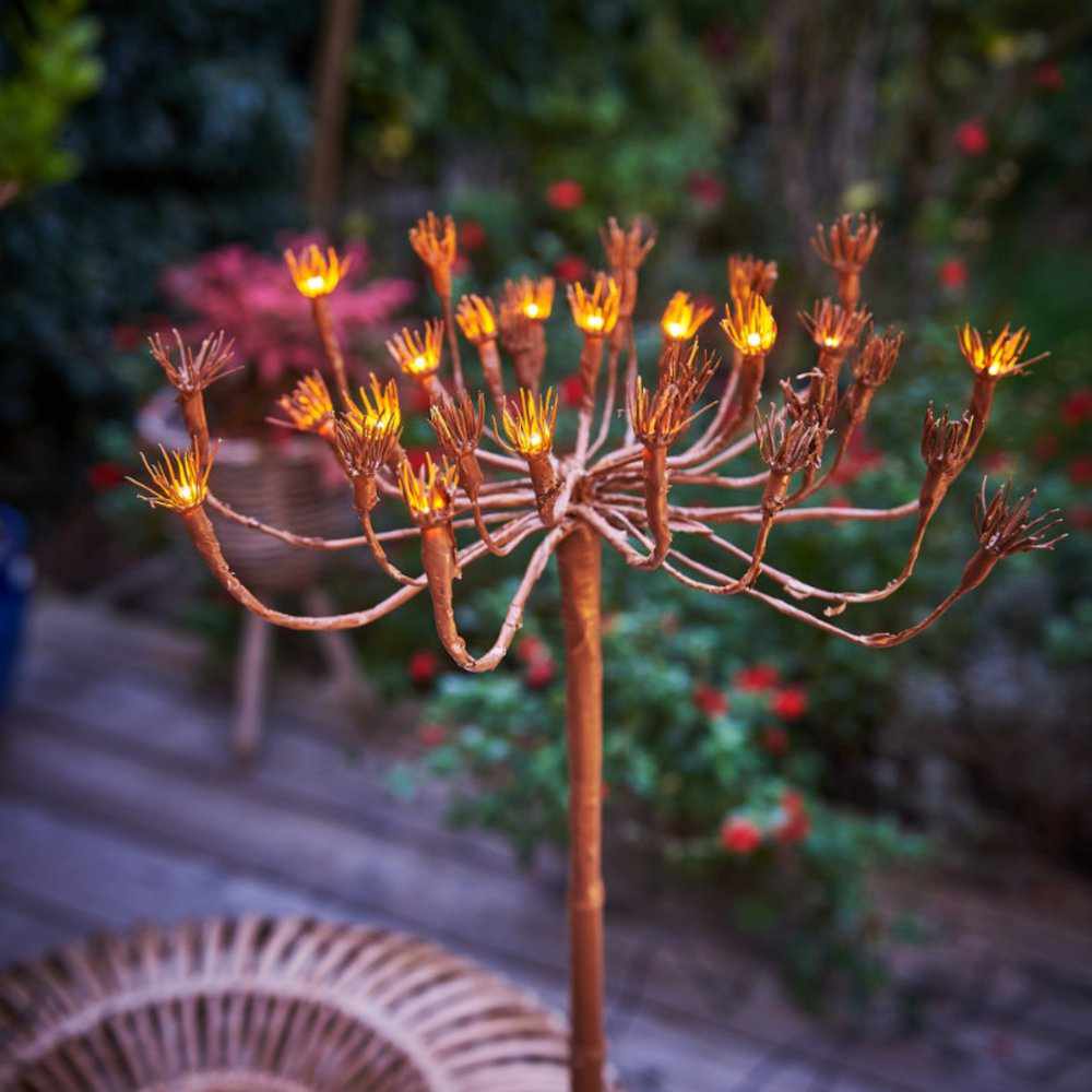 Zonneverlichte tuinpalen met venkeldesign 6-pack warmwit LED decoratieve botanische buitenverlichting 100cm | Sulvida