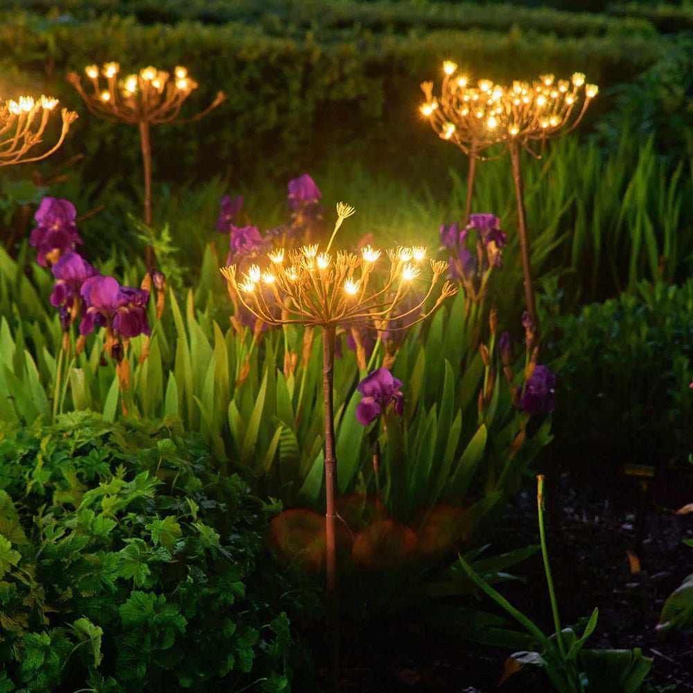 Zonneverlichte tuinpalen met venkeldesign 6-pack warmwit LED decoratieve botanische buitenverlichting 100cm | Sulvida
