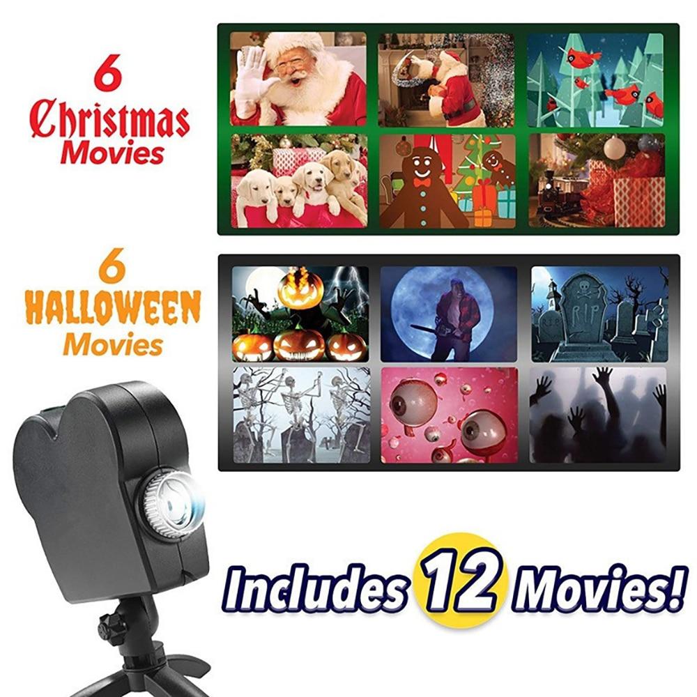 Raamprojectie-apparaat met 12 Geanimeerde Kerst Halloween Patronen voor Feestdagen Sfeer en Decoratie | Sulvida