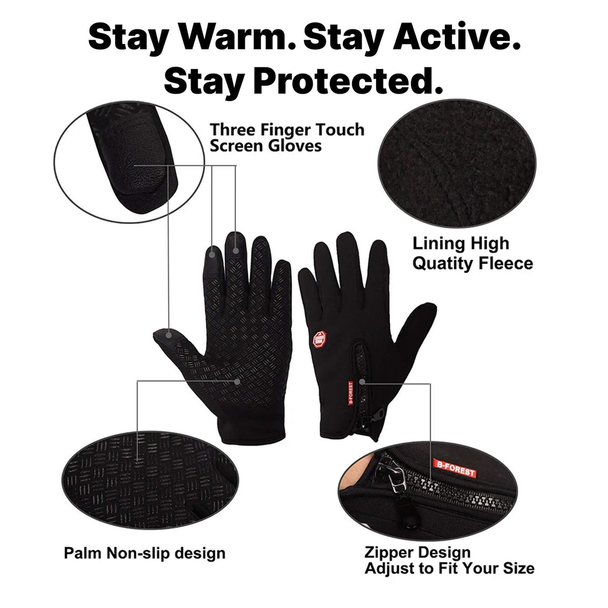 Waterdichte Winterfietshandschoenen Touchscreen Fleecevoering Winddicht Thermisch Warm Fietsen Zwart Grijs | Sulvida
