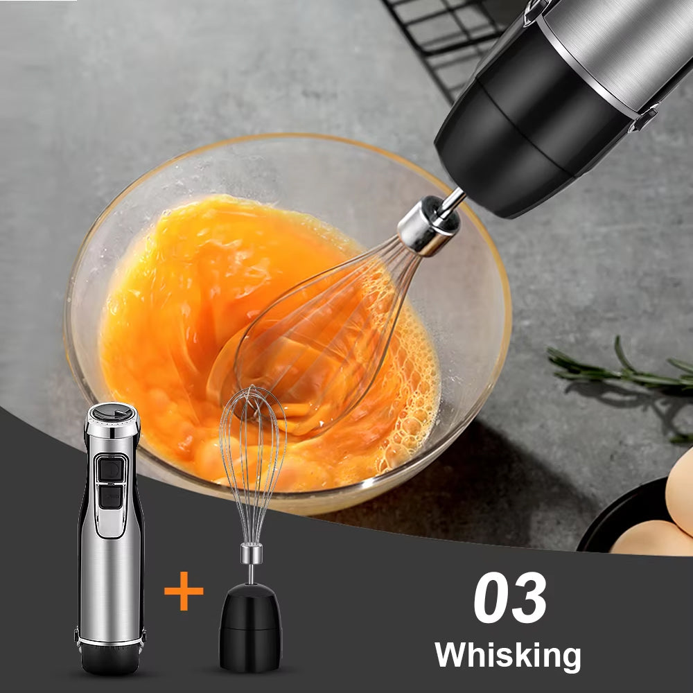 Mixeur plongeant professionnel 1200W, kit 4-en-1 avec blender, hachoir, fouet et gobelet à smoothie, noir, mixeur de cuisine - Sulvida
