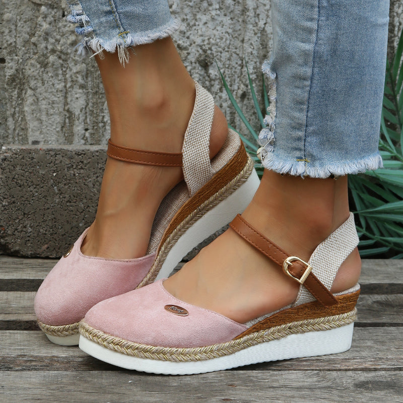 Orthopedische Dames Espadrilles met Gevlochten Zool Comfortschoenen Sleehak Sleehaksandalen Zomer Casual | Sulvida