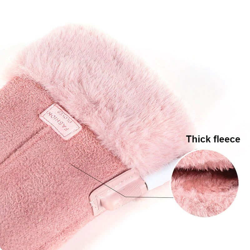 Verwarmde Dameshandschoenen Oplaadbaar met Touchscreen Fleece Bontrand Winter Skihandschoenen Waterdicht | Sulvida