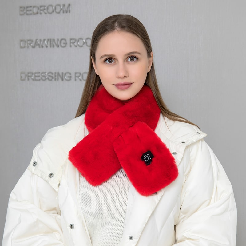 Verwarmbare Sjaal met Imitatiebont USB Elektrisch Nekwarmer 3 Temperatuurstanden Koudweer Dames Heren | Sulvida