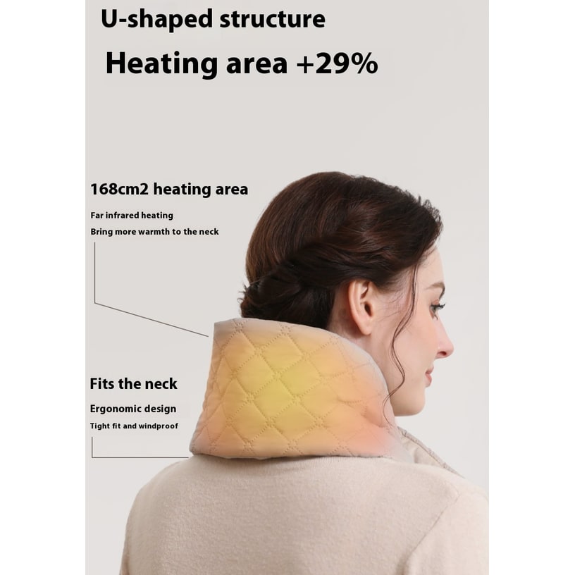 Verwarmde Halssjaal Dames met 3 Temperatuurstanden Zwart & Beige Elektrische Nekwarmer Winteraccessoire | Sulvida