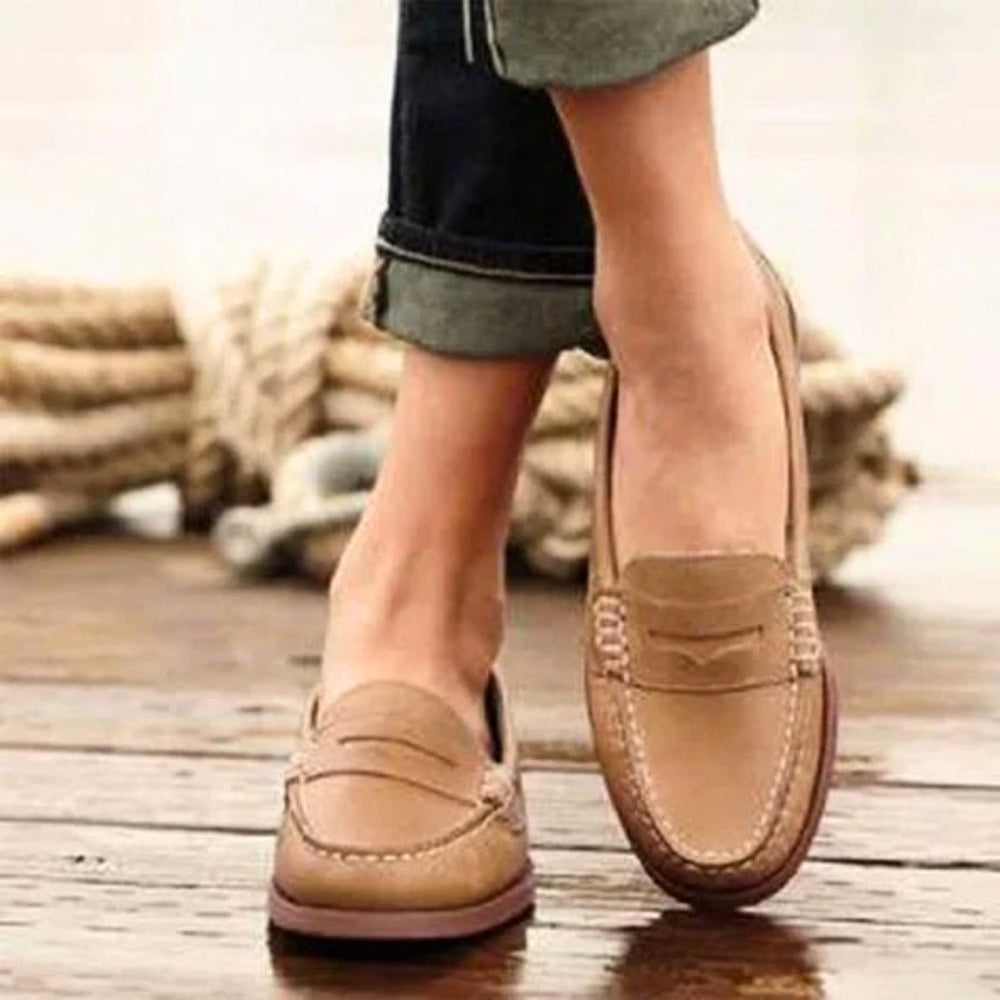 Orthopedische Dames Instappers Leren Schoenen Ergonomisch Voetbed Slip-On Loafers Casual Comfort Dagelijks | Sulvida