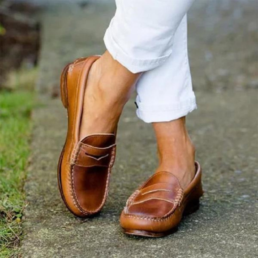 Orthopedische Dames Instappers Leren Schoenen Ergonomisch Voetbed Slip-On Loafers Casual Comfort Dagelijks | Sulvida