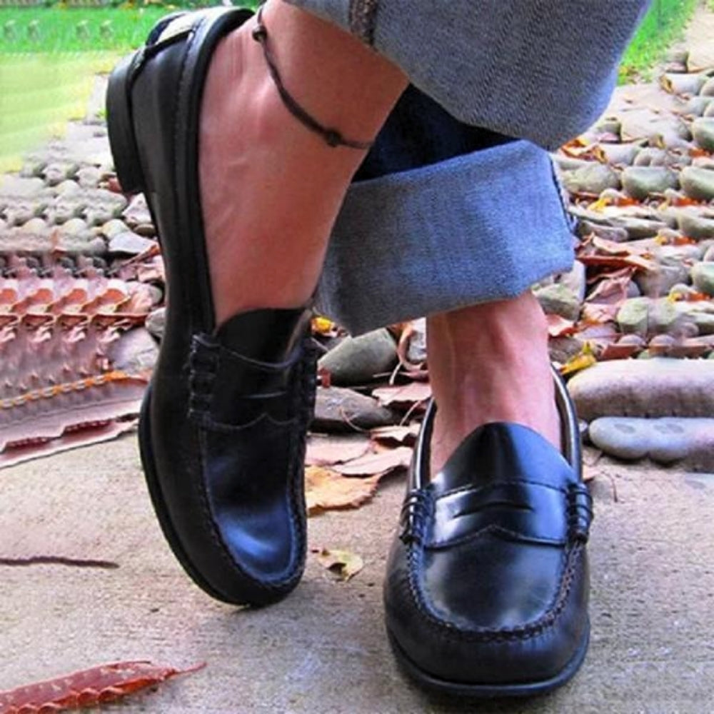Orthopedische Dames Instappers Leren Schoenen Ergonomisch Voetbed Slip-On Loafers Casual Comfort Dagelijks | Sulvida