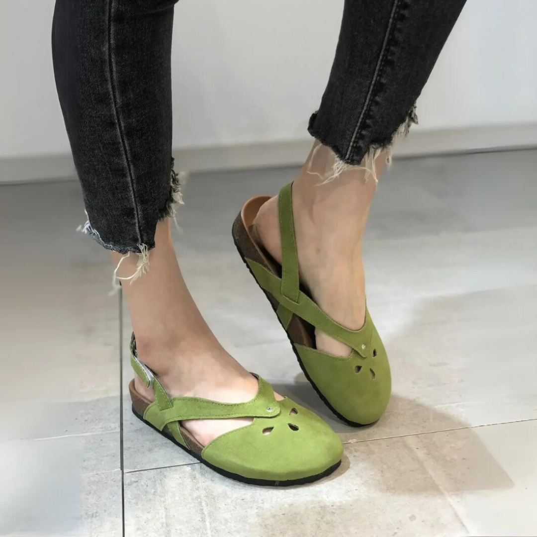 Orthopedische Dames Sandalen met Kruisbandjes Gesloten Tenen Zomer Wandelschoenen Beige Groen Oranje | Sulvida