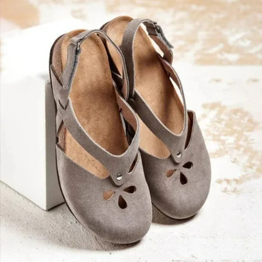 Orthopedische Dames Sandalen met Kruisbandjes Gesloten Tenen Zomer Wandelschoenen Beige Groen Oranje | Sulvida