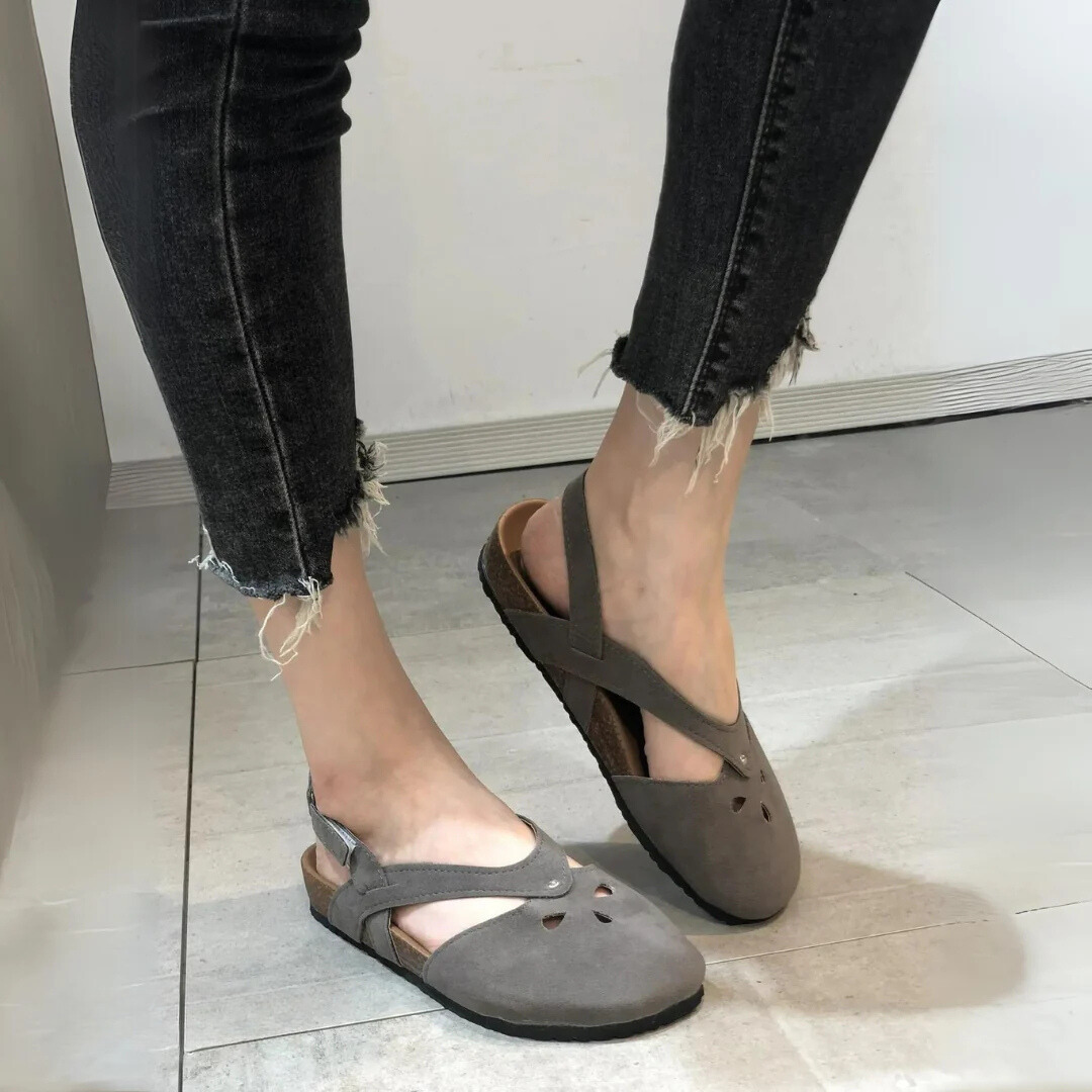 Orthopedische Dames Sandalen met Kruisbandjes Gesloten Tenen Zomer Wandelschoenen Beige Groen Oranje | Sulvida