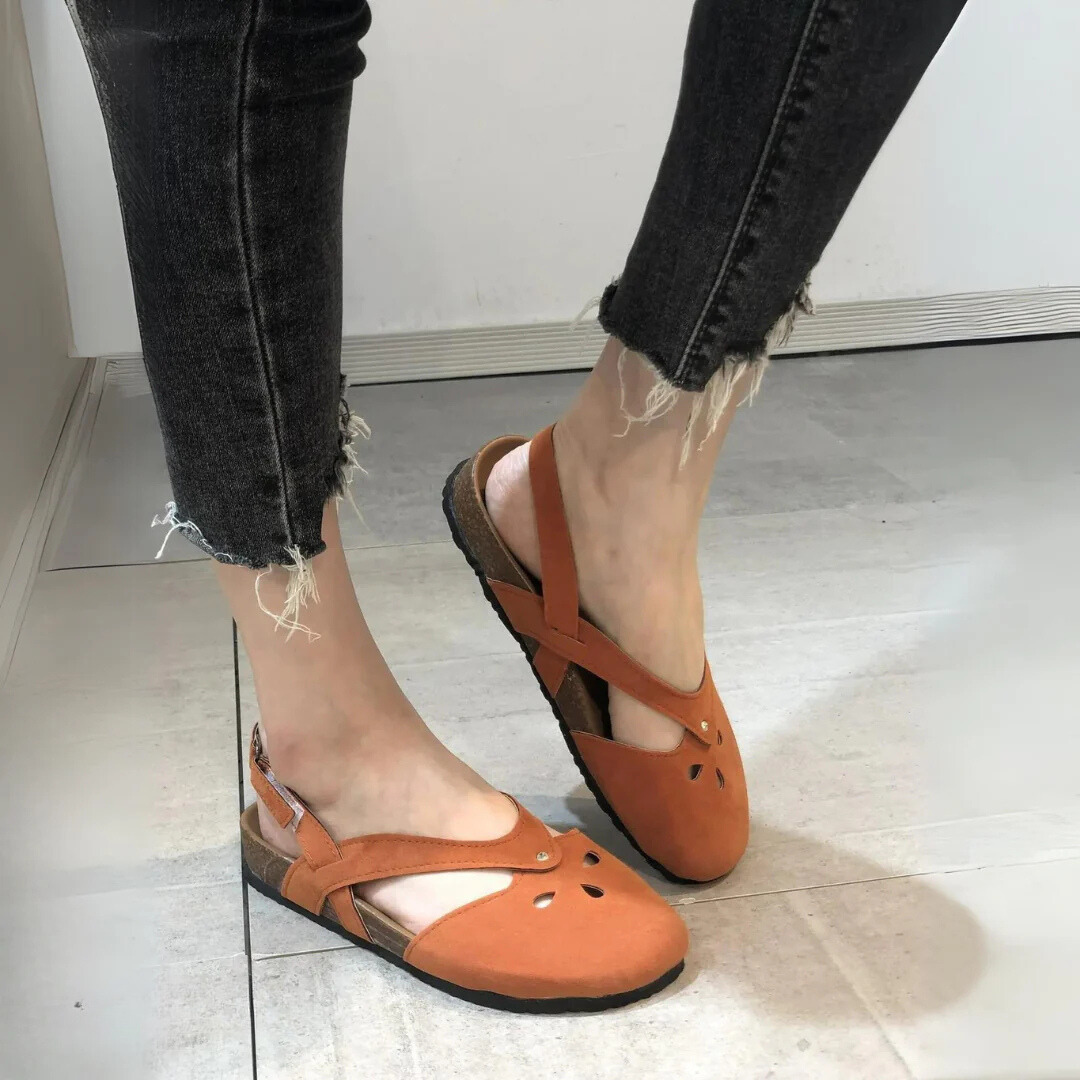 Orthopedische Dames Sandalen met Kruisbandjes Gesloten Tenen Zomer Wandelschoenen Beige Groen Oranje | Sulvida
