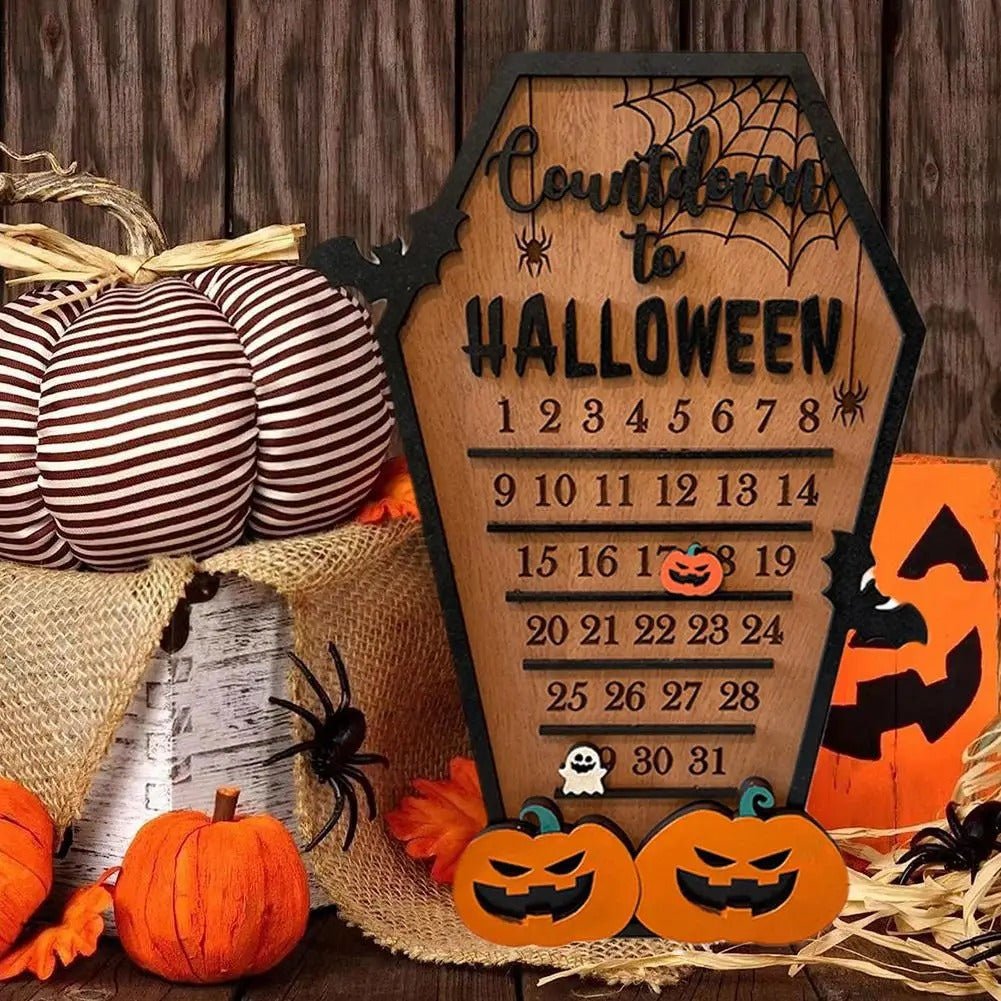 Houten Halloween Aftelmagneetbord Decoratie Tafelornament Spooky Griezelig Sfeer Thuis Seizoensfeest | Sulvida