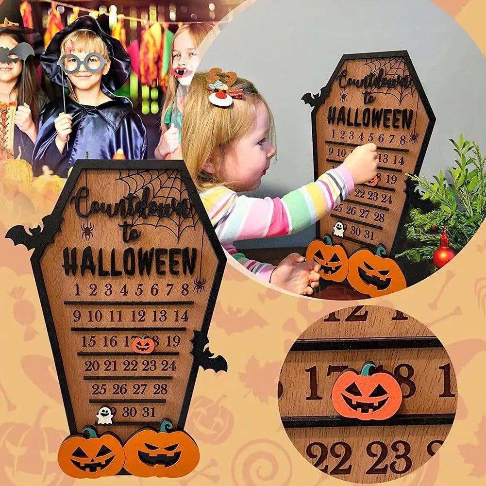 Houten Halloween Aftelmagneetbord Decoratie Tafelornament Spooky Griezelig Sfeer Thuis Seizoensfeest | Sulvida