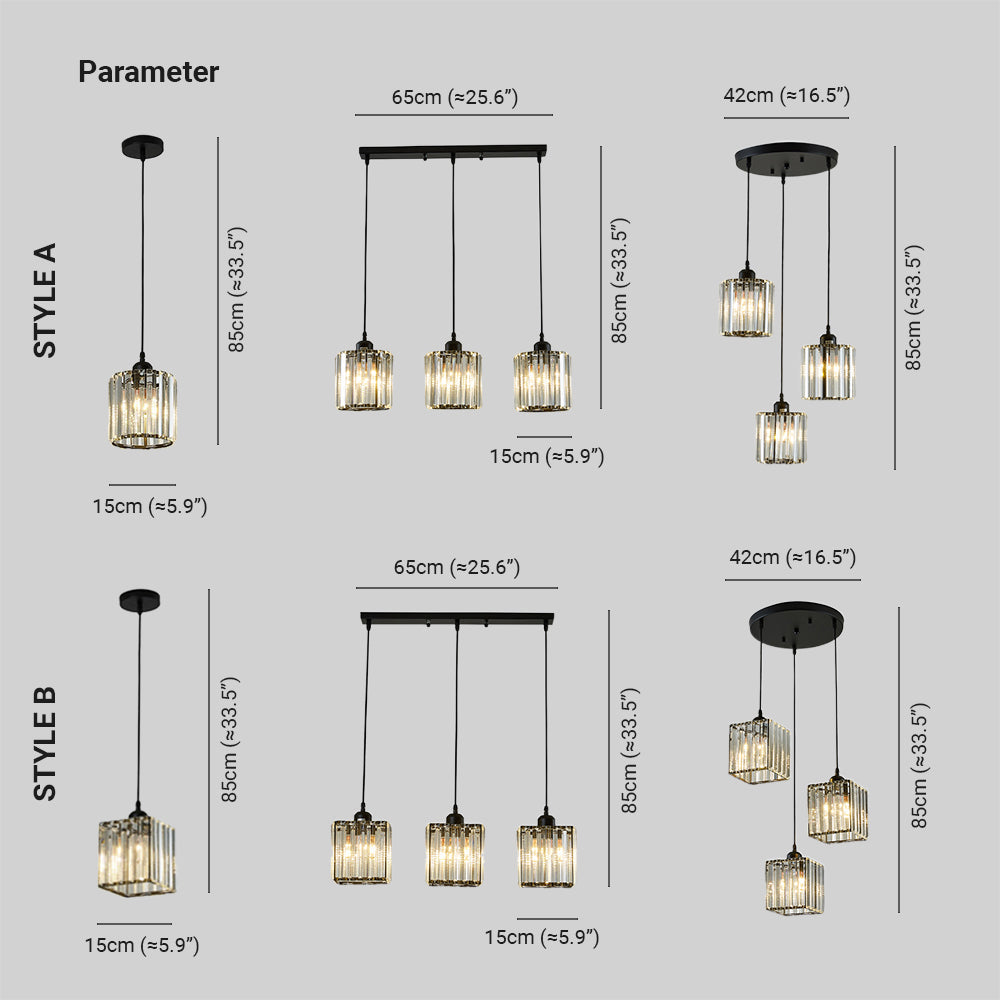 Hanglamp Cilindervormig Glas Zwart of Goud Modern Design Woonkamer Eetkamer Slaapkamer Verstelbaar Snoer | Sulvida