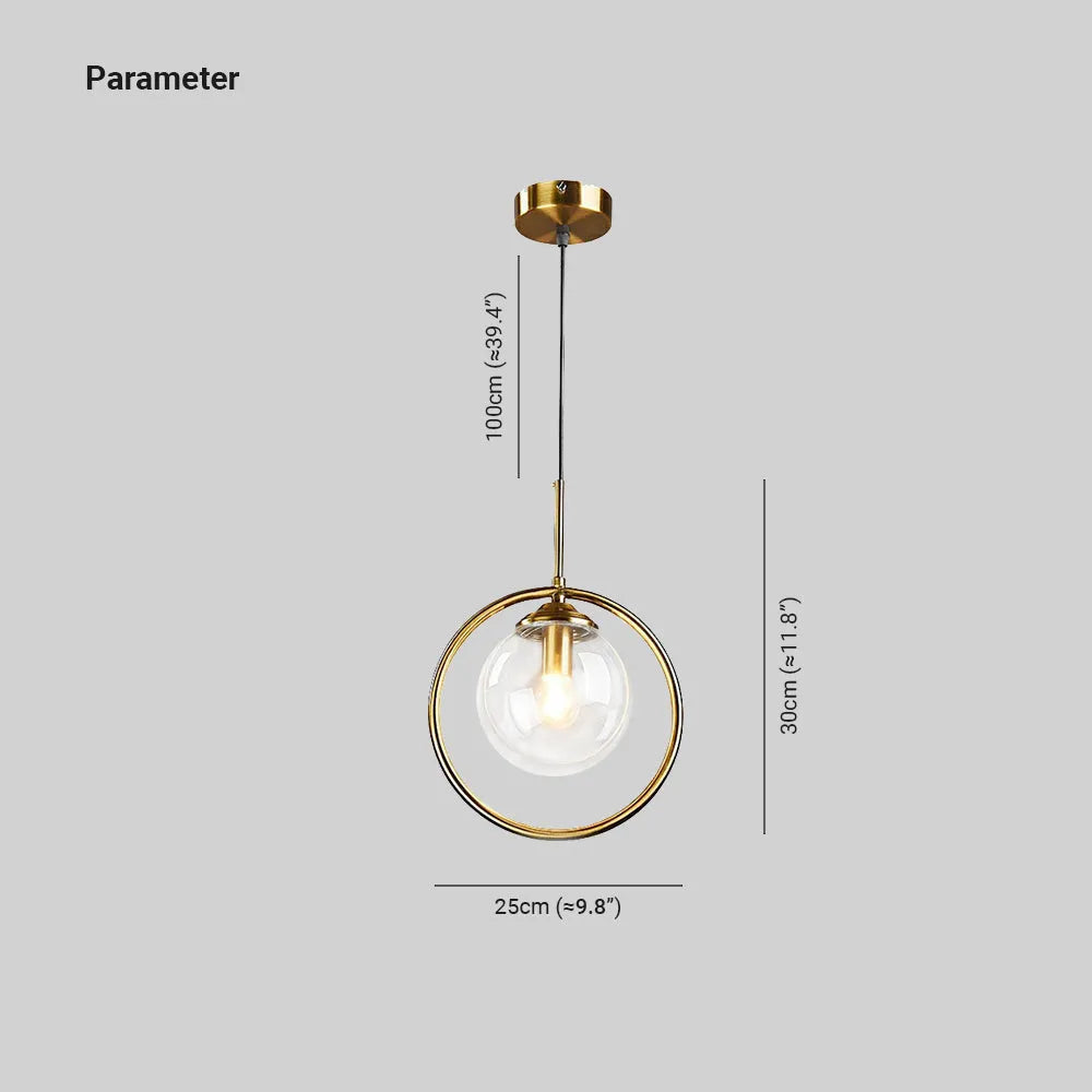 Glazen Hanglamp met Metalen Ring Dimbaar LED Verlichting voor Eetkamer Woonkamer Slaapkamer 10-15m² Modern | Sulvida