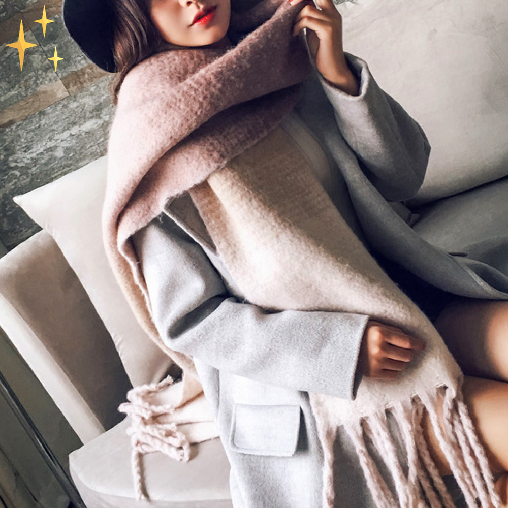 Écharpe à carreaux avec franges beige/bleu marine gris/noir rose pâle/blanc, étole douce en cachemire, accessoire d’hiver de luxe | Sulvida