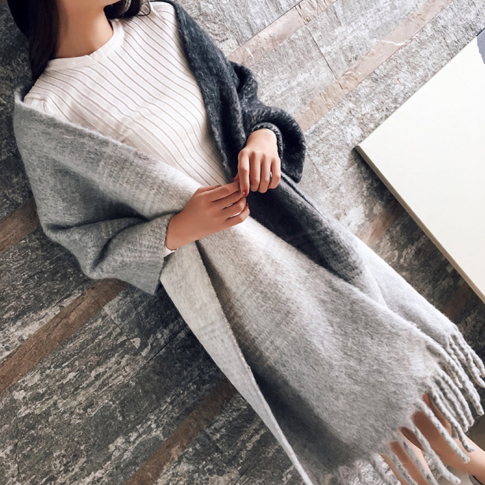 Écharpe à carreaux avec franges beige/bleu marine gris/noir rose pâle/blanc, étole douce en cachemire, accessoire d’hiver de luxe | Sulvida