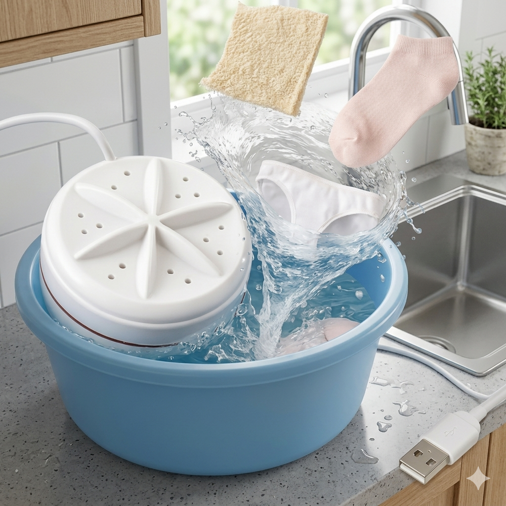 Draagbare Mini-Wasmachine Ultrasonisch Reinigingsapparaat voor Onderweg Compact Wastoestel Reis Kleding | Sulvida