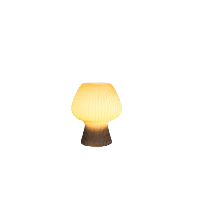 Glazen Paddenstoellamp Tafellamp Vintage Sfeerlicht Bedlampje Geribbeld Glas Warm Licht Dimbaar Slaapkamer Nachtkastje | Sulvida