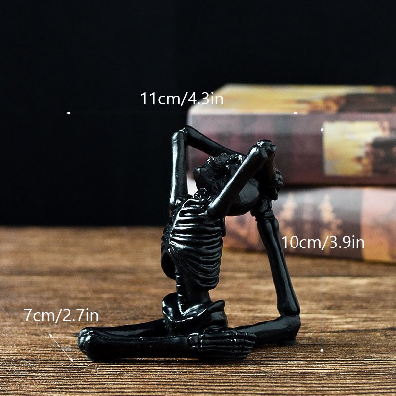 Decoratief Yogaskelet Beeldje Hars Meditatie Sculptuur Zwart Wit Woonaccessoire Schedeldecoratie Interieur | Sulvida