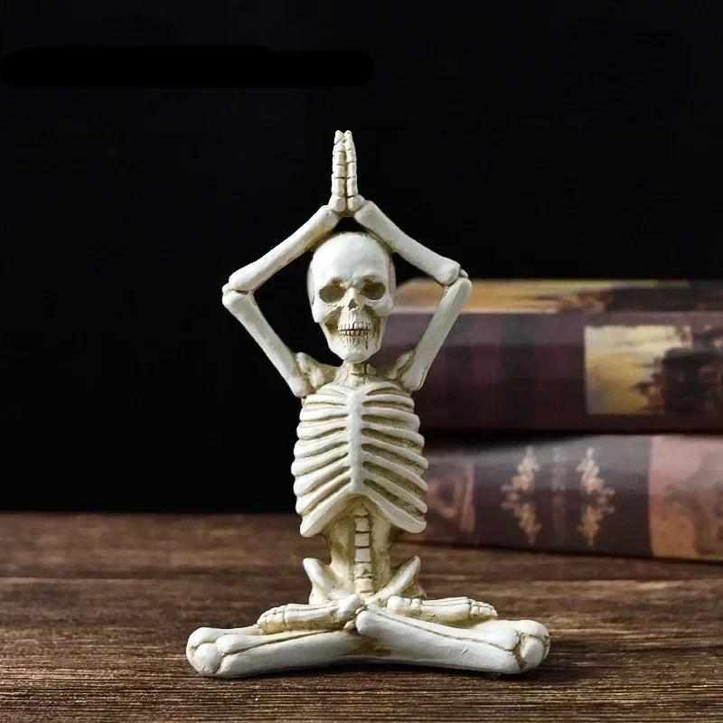 Decoratief Yogaskelet Beeldje Hars Meditatie Sculptuur Zwart Wit Woonaccessoire Schedeldecoratie Interieur | Sulvida
